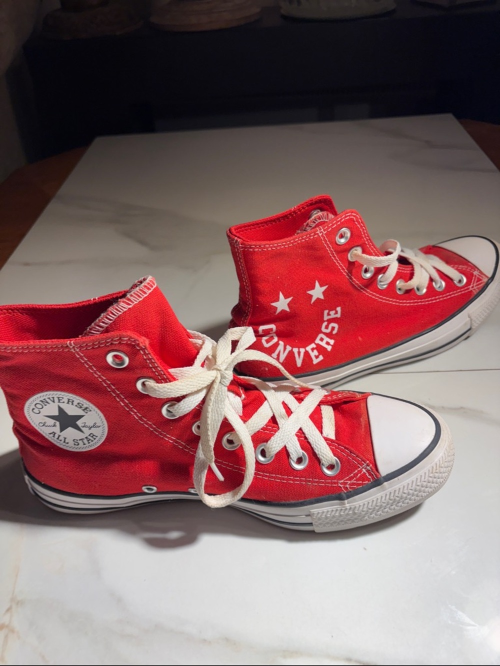 Converse Red Canvas High-Top woman’s  Sneakers with White Details